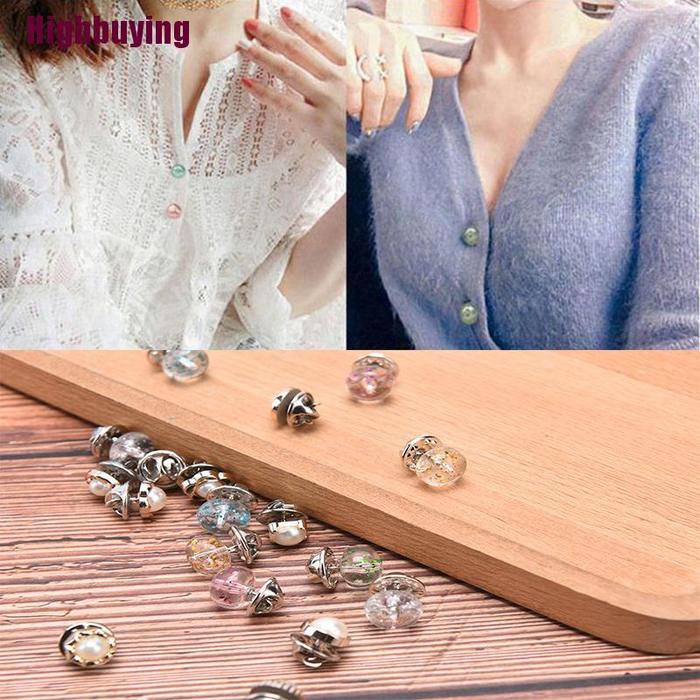 Hbid 10PCS W Brooch Set Button i Exposure Shawl Shirt Asori Glory