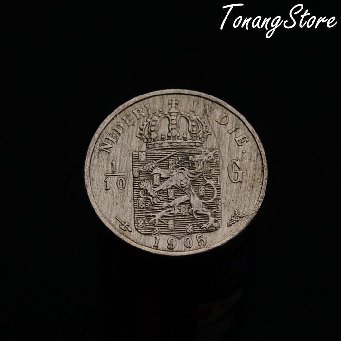 Uang Kuno Koin 1/10 Gulden Hindia Belanda 1905 -1A96