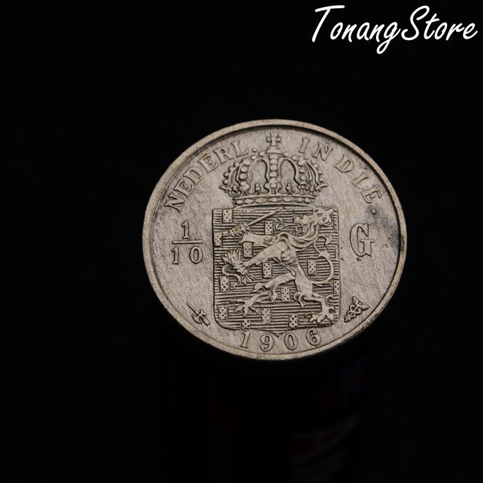 Uang Kuno Koin 1/10 Gulden Hindia Belanda 1906 -1A97