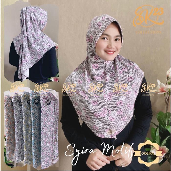HIJAB PLISKET BERGO SYIRA MOTIF BUNGA ORI SK23 COLLECTION