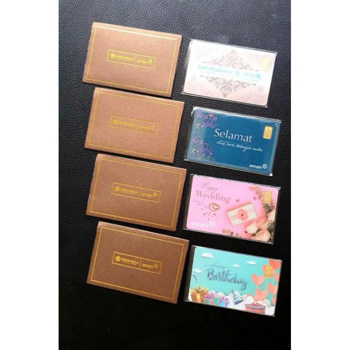 ANTAM GIFT SERIES 0.5gr 1gr Happy Wedding With Love HBD Selamat Thank