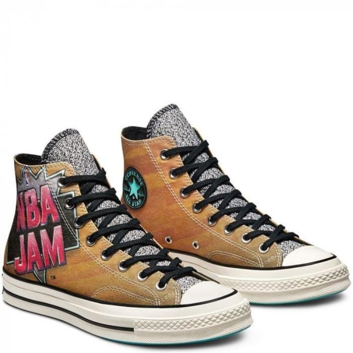 Converse X NBA JAM Chuck 70 High Brown Solar Red Electric Aqua Sneaker