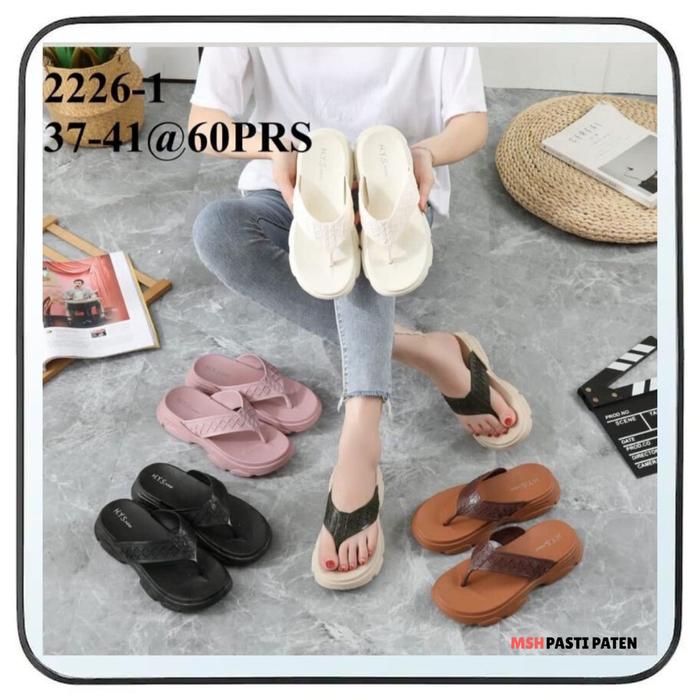 Terbaru Sandal Jepit Wedges Wanita Jelly Import Tebal HYS JSD 2226 ORI