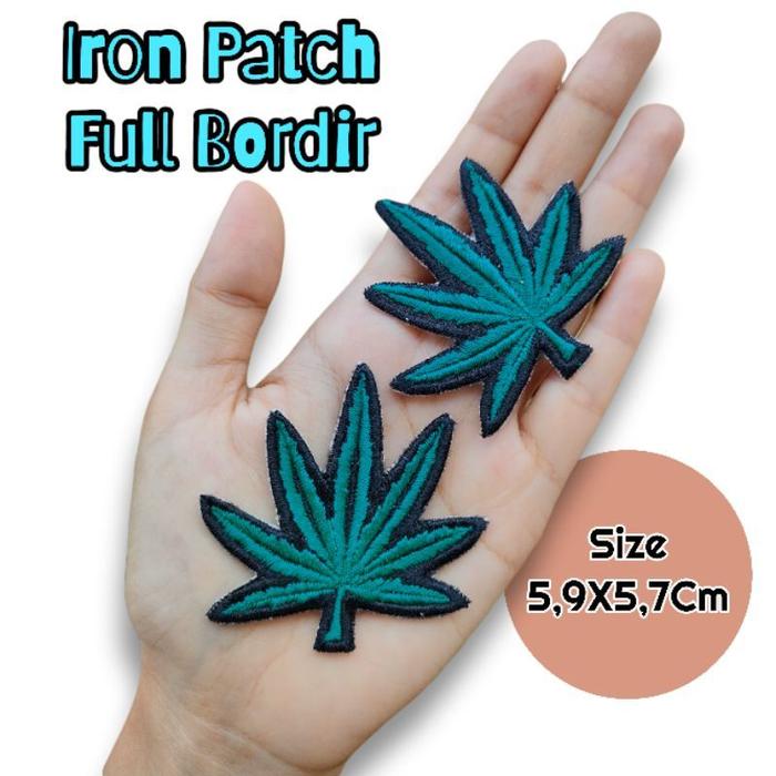 LEM patch Iron Full Bordir Daun Iron Patch Clover Daun Premium Murah