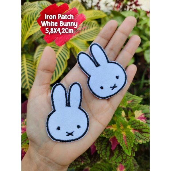 Bordir Tempel Kelinci Iron Patch Bordir White Rabbit Patch Iron Lucu
