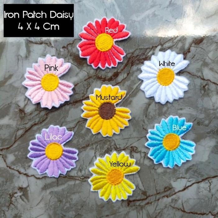 Patch Bordir Bunga Daisy Emblem Bordir Premium Murah Sudah ada Lem