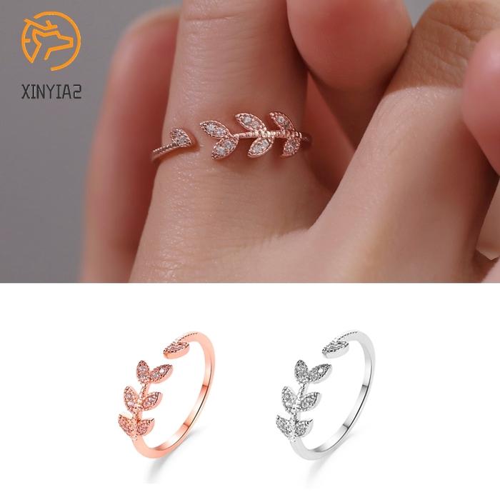 Cincin Imitasi Wanita Daun Imitasi Wanita Zirkon Daun Pohon Sederhana
