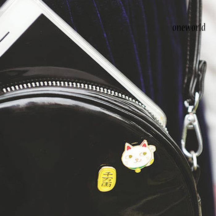 OW@ Cute Cartoon Egg Cat Planet Rabbit Chain Brooch Pin Denim Jacket