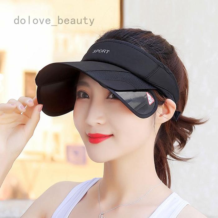 Topi Visor Wanita Adjustable Dengan Brim Retractable Untuk Musim Panas