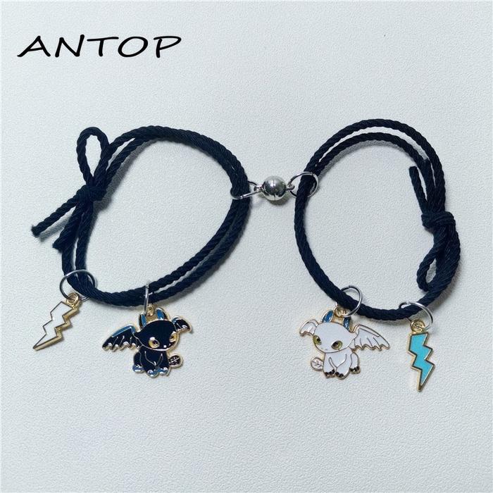 2Pcs Gelang Couple Magnet Gelang Kapel Elastis Pasangan Pria Dan