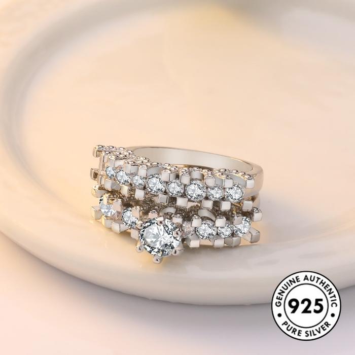 Cincin Berlian Bahan S925 Silver