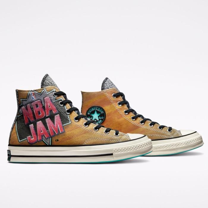 Converse X NBA JAM Chuck 70 High Brown Solar Red Electric Aqua