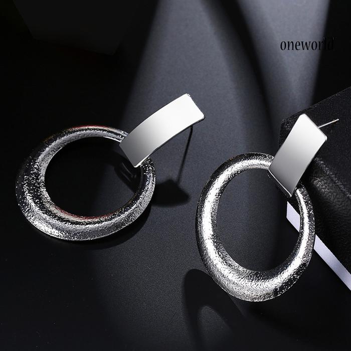 OW@ Fashion Hollow Circle Dangle Earrings Women Simple Ear Drops Party