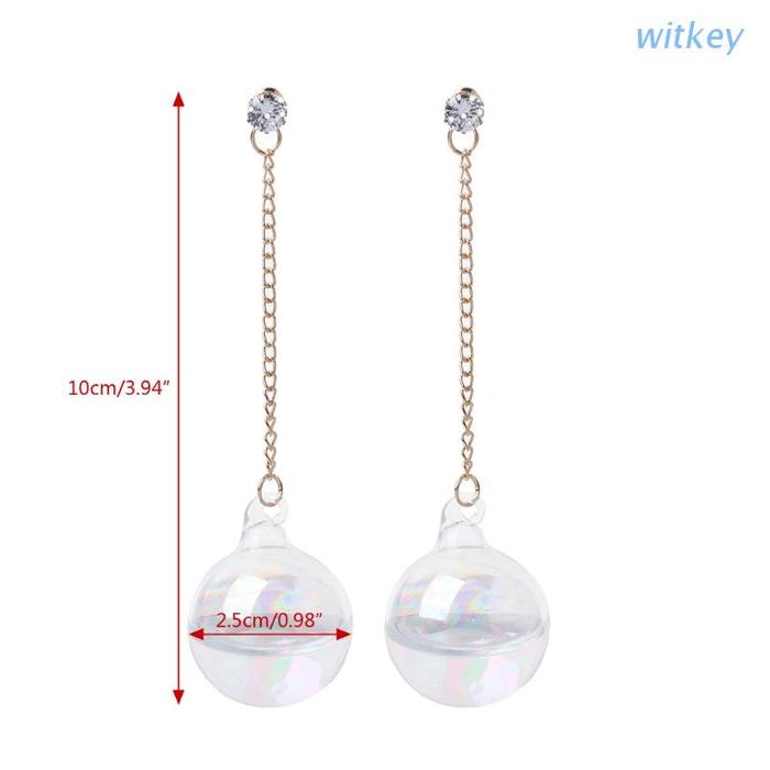 Anting Menjuntai Desain Bola Gelembung Air Bahan Kaca Transparan Gaya