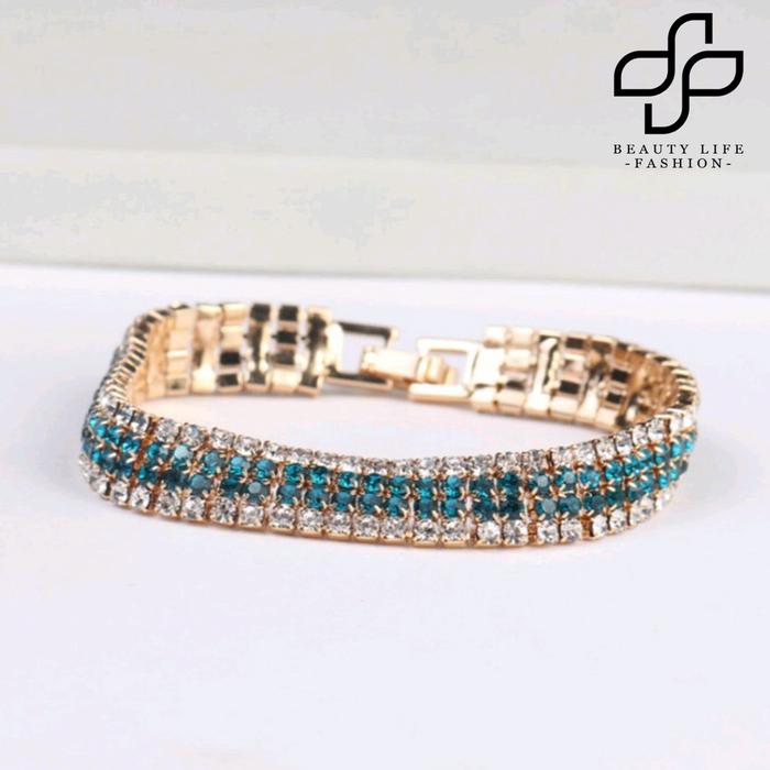 Gelang Rantai Berlian Imitasi Bahan Tembaga Untuk Wanita