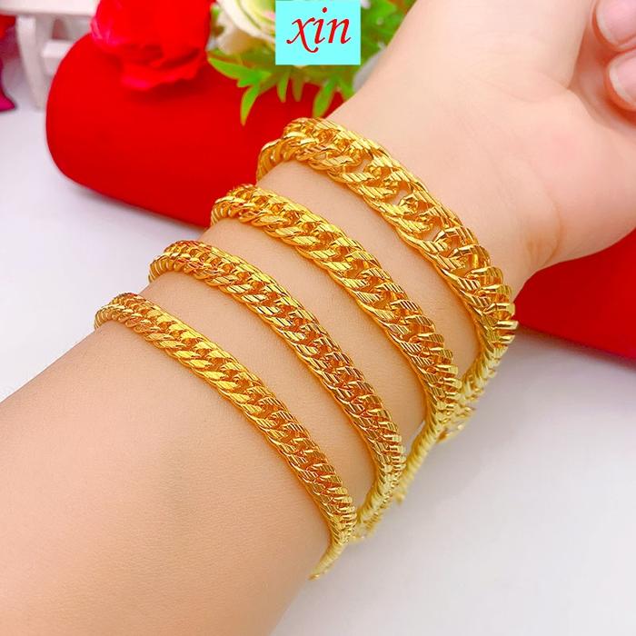 Imitasi 24 K Warna Emas Berlapis Emas Bos Gelang Pria Vietnam Pasir