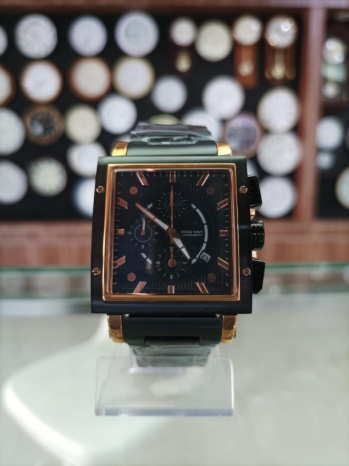 Jam Tangan Original Swiss navy 6835 Chronograph black rosegold