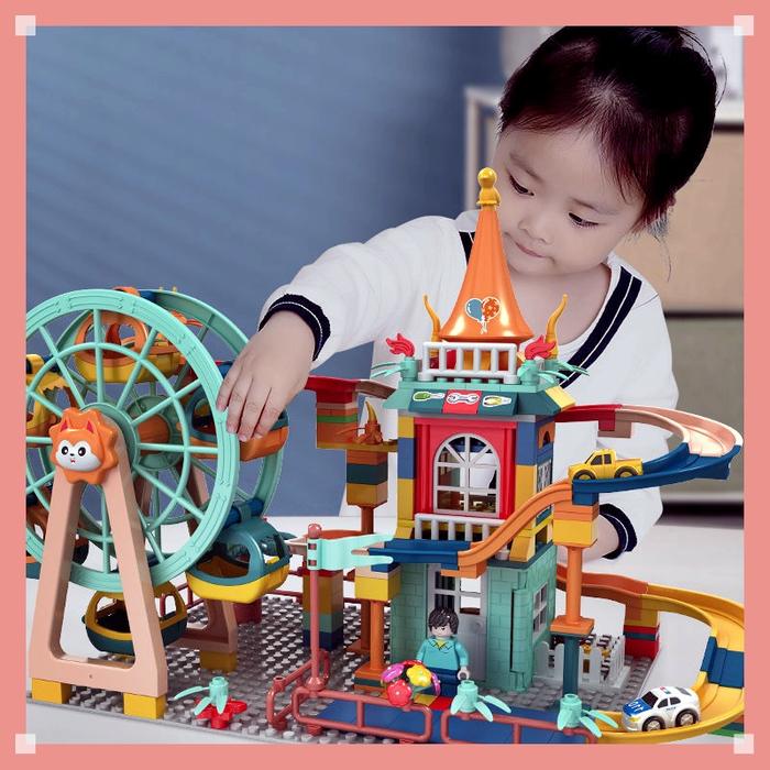 Mainan Balok Bangunan Rakit Partikel Kecil Model Istana Bianglala