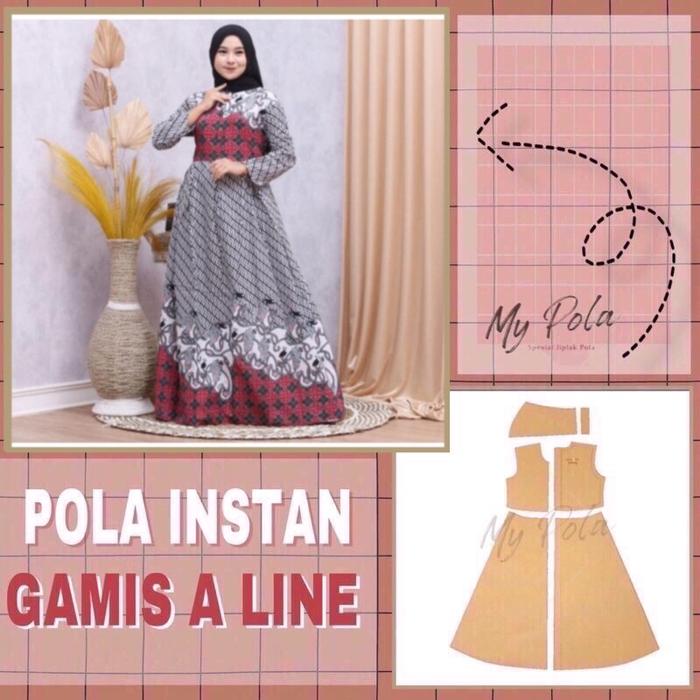 [COD] Pola gamis a line - pola gamis instan - pola baju gamis dewasa -