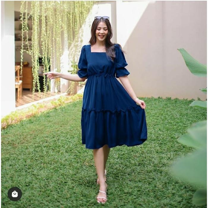 dresa lilac dress wanita ungu santai pantai baju korea