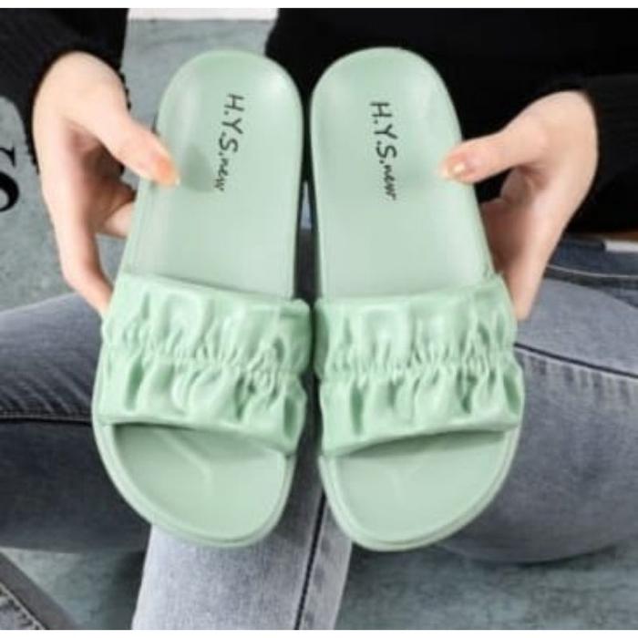 Sandal Wanita Selop Jelly Pillow Kerut Import HYS1999