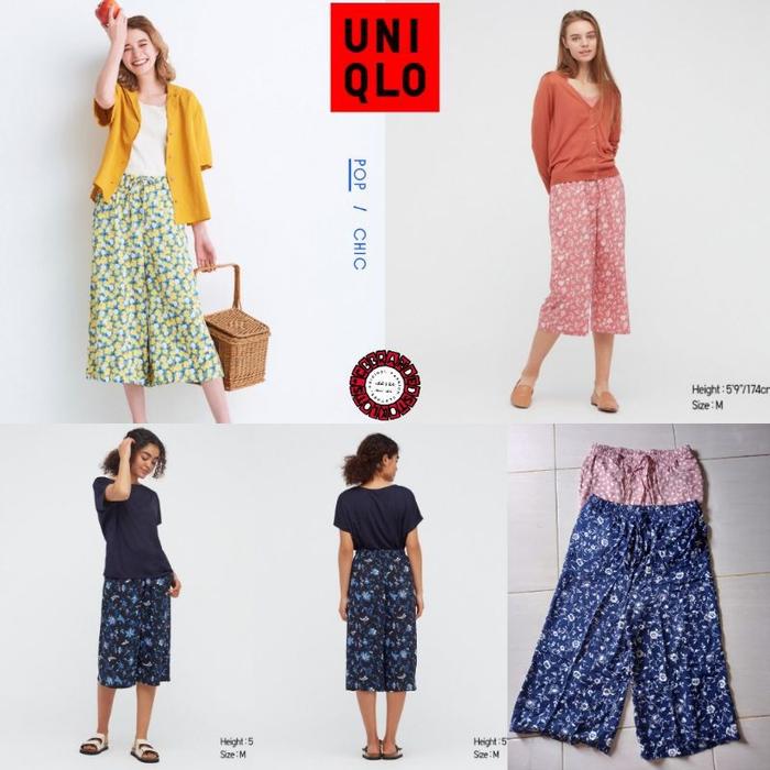Celana Wanita Kulot UNIQLO 7 8 Motif