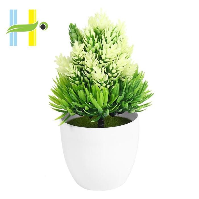 Set Pot Bunga Bonsai Buatan Bahan Plastik Warna Ungu