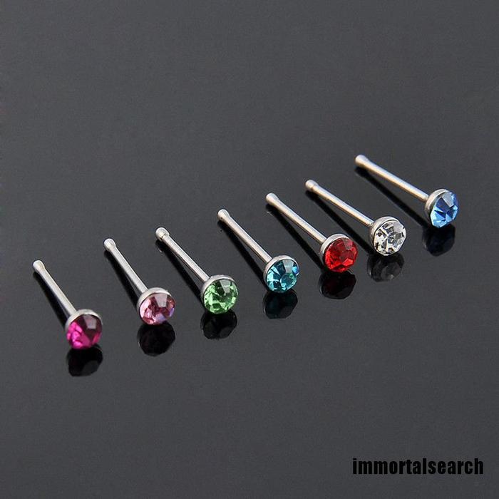24pcs Body Piercing Bahan Sl Bentuk Bulat Aksen Berlian Untuk Hidung