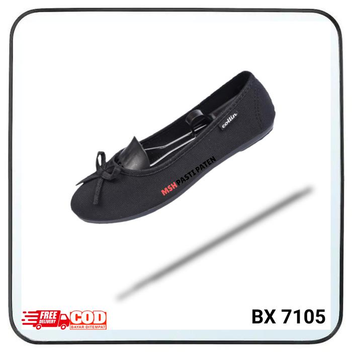 Sepatu hitam wanita flatshoes balet bahan kanvas original BX6100-H