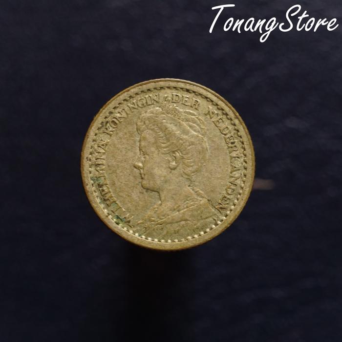 Uang Kuno Koin Perak 10 Cents Belanda Wilhelmina Mantel 1917 -1004