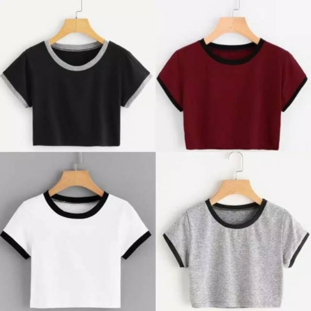 Atasan Ringer Tee Crop Ringer Tee Crop