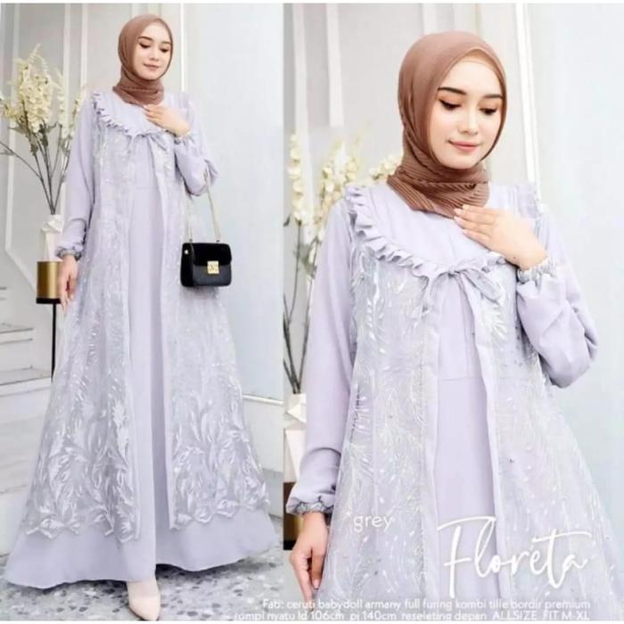 DRESS KONDANGAN BRUKAT - FLORETA MAXY PESTA PREMIUM GAMIS BARUKAT GELI