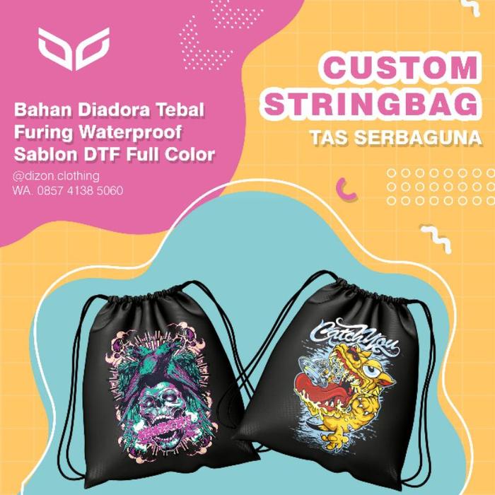 Stringbag, Gymsack, Tas Serut Custom bisa request gambar