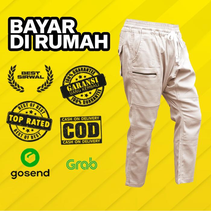Terlaris Sirwal Cargo Strecth Altaariq By Bhirama (Cream) Original