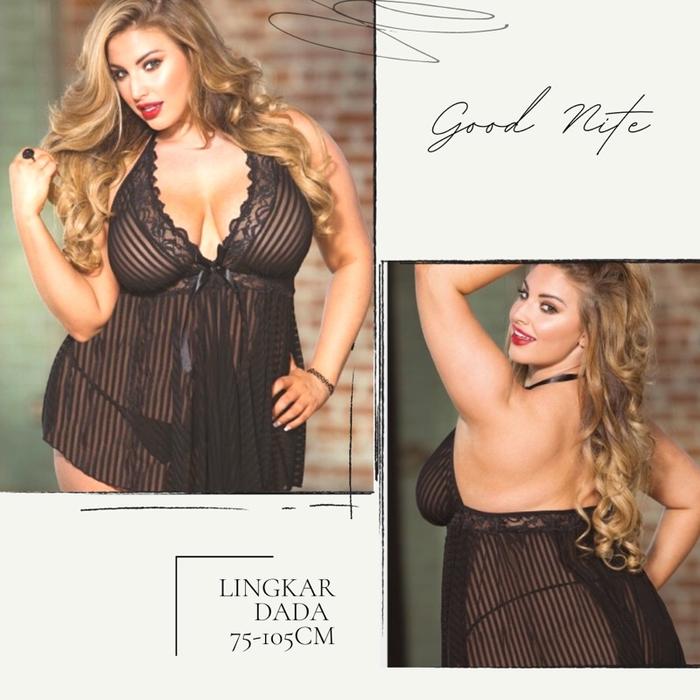 Baju tidur Lingerie sexy jumbo transparan Wanita Gemuk Bohay G string