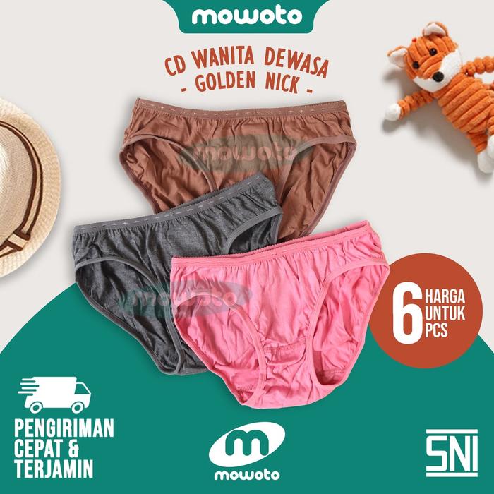 6pc CD Golden Nick 939M Mini Gelap Celana Dalam Wanita Dewasa Cutting