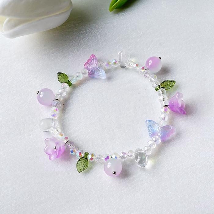 Sf Tali Elastis de Gaya Bohemia Motif Aster Aksen Manik-Manik Kristal