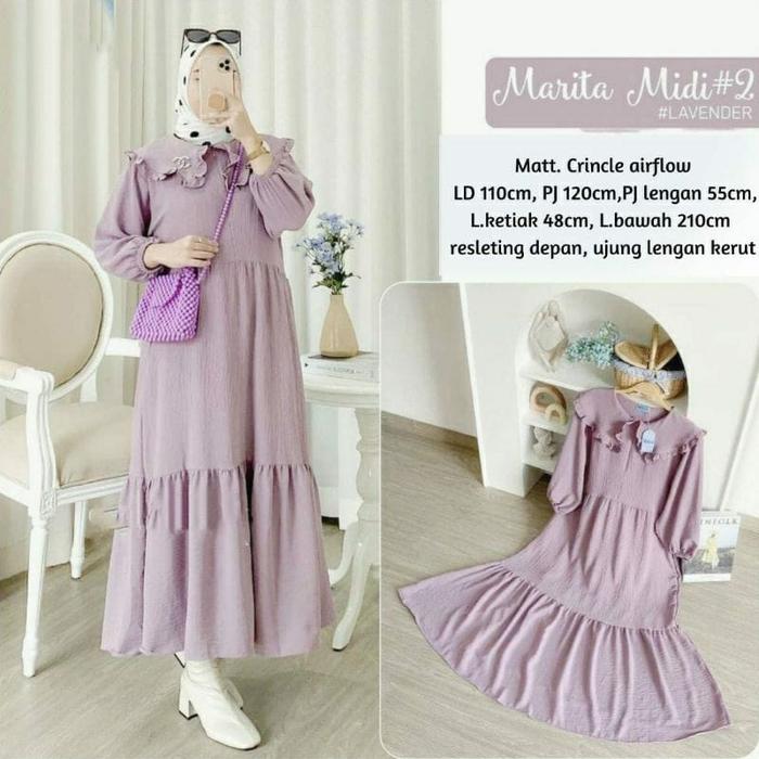 Luris Gamis Midi Dress Crincle Crinkle Airflow Rayon Rubiah Uragiri Di