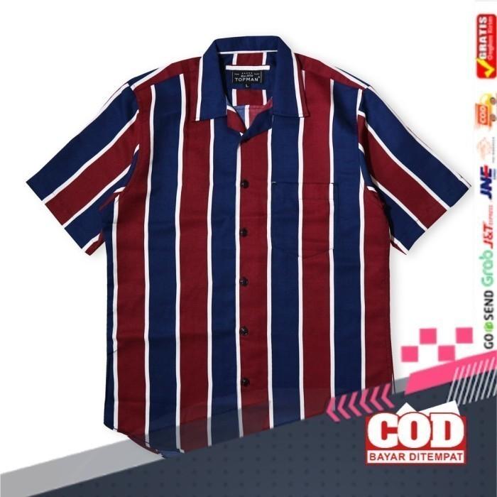 Kemeja Stripe Topman Original Lengan Pendek