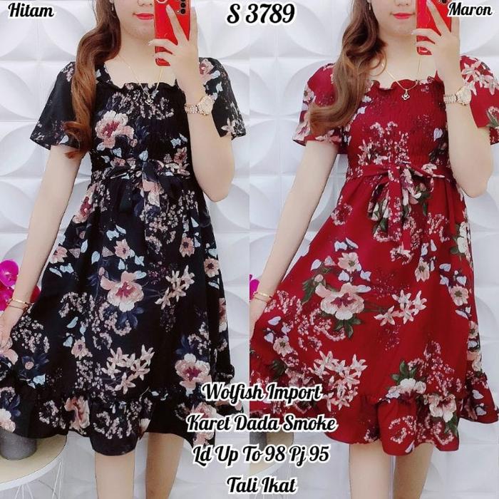 Daster Dress Kerut Dada Serut Tali Depan Bunga Dasterr Andin Virall