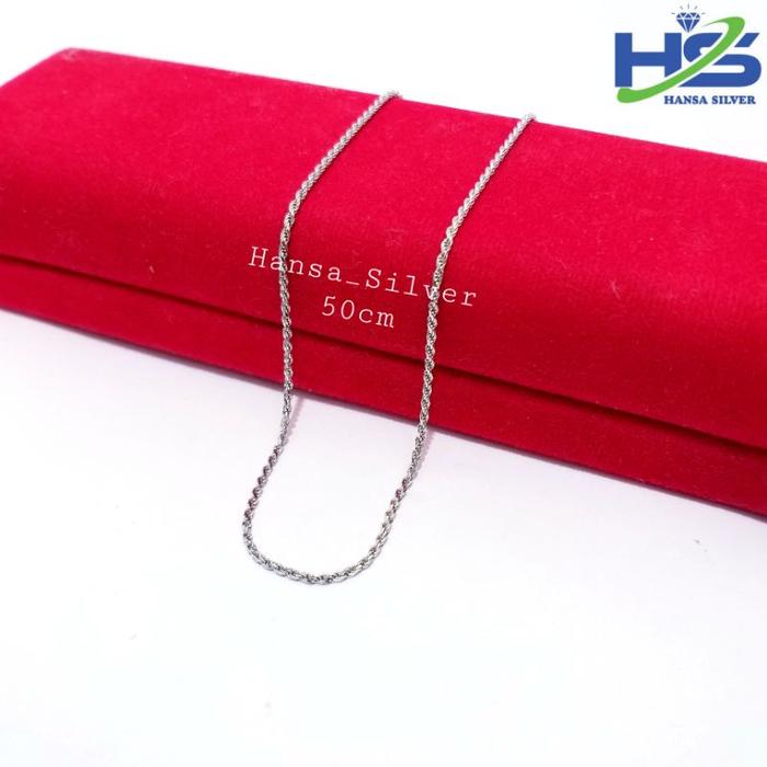 Kalung Perak Pria Wanita Silver Asli 925 Model Tambang 50 Cm