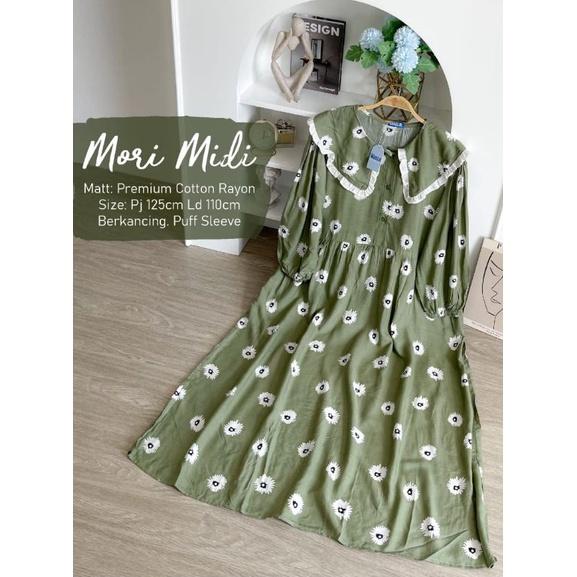 Mori Midi Dress Rayon Motif Bunga Maxy Homey Busui Jumbo Busana Muslim