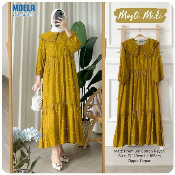Midi Dress 2022 Dres Gamis Rayon Motif Abtrak Bunga Kotak Ld 106-110 B