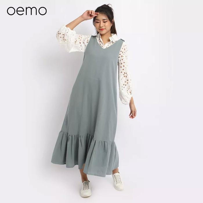 OEMO linen women Dress with calf length