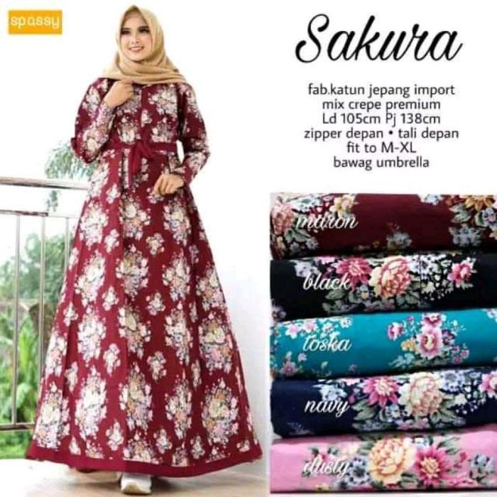 GAMIS MOTIF BUNGA SAKURA KATUN JEPANG