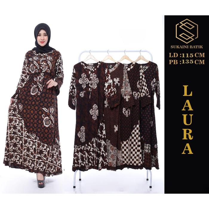 SUKAINI BATIK CAP MODEL LAURA longdress batik dress kekinian daster pe