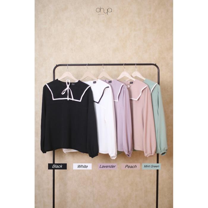 Ohya Kemeja Blouse Atasan Kemeja Blouse Wanita Azure