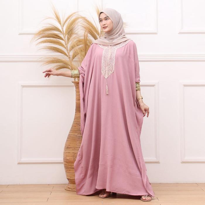 Kaftan Arabian Renda Jumbo Crinkle Airflow Premium Gamis Maxy Dress