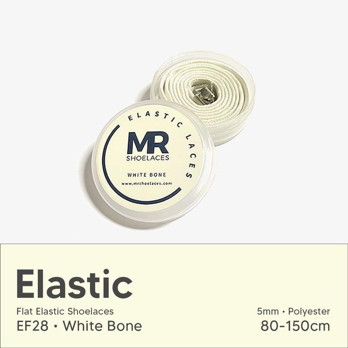 MR Shoelaces EF28 Elastic White Bone Tali Sepatu Flat Elastis 100cm