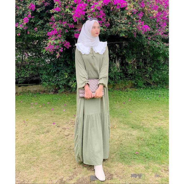 NEW DRES KOREA- Sarah dress Crincle Import gamis kerah dres korea ootd